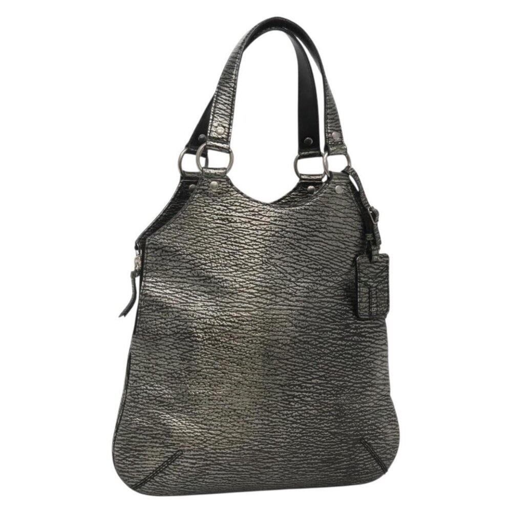 Authentic SAINT LAURENT Metropolis Shoulder Bag Leather Silver